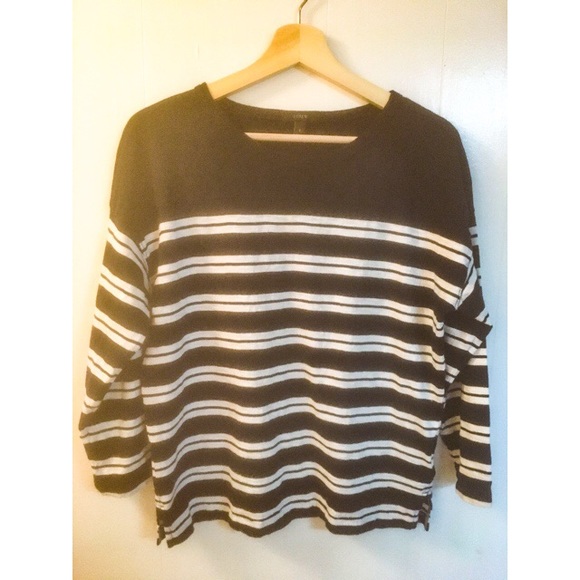 J. Crew Tops - J crew double stripe t-shirt navy